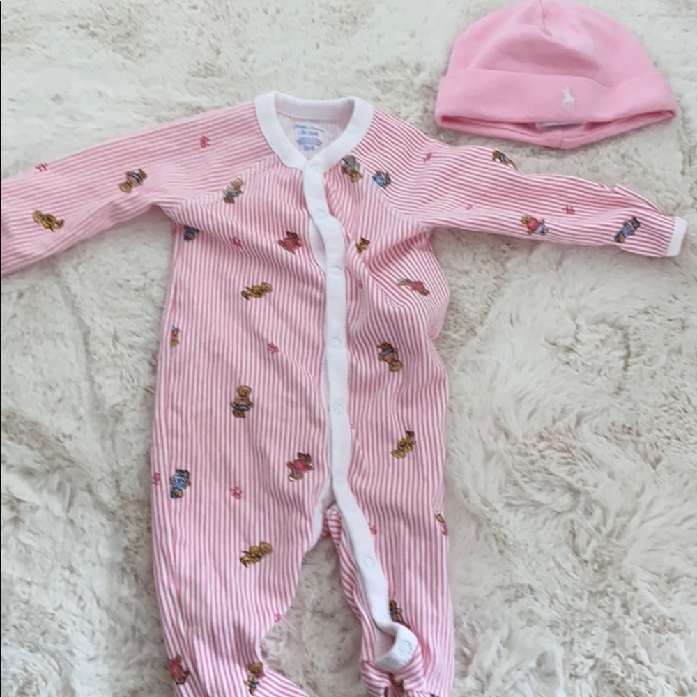 Polo hat and sleeper baby girl 3 months